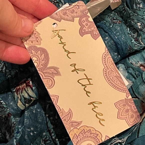 Band of the free nwt CELENE TEAL FLORAL LAYERED MIDI SKIRT - Picture 4 of 10